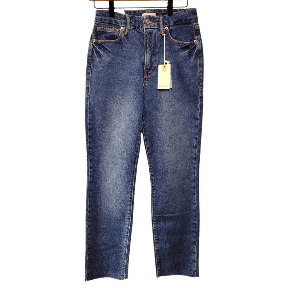 Good American, NWT, Jeans, Skinnyish Fit, Hi-Rise with a Gap Proof Waistb, W4/27